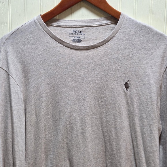 Polo Ralph Lauren Other - Polo Ralph Lauren Shirt Mens‎ Medium Beige Long Sleeve Pony Logo Tee Tagless